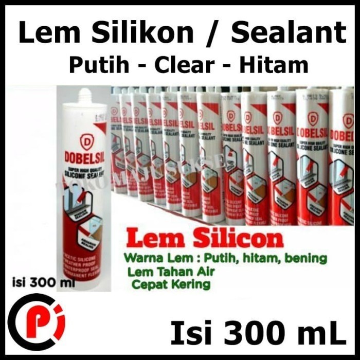 Lem Silikon Silicone Sealant Kaca Plastik Keramik isi 300 mL Putih
