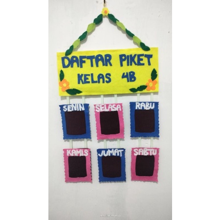 Hiasan Jadwal Piket Kelas Kain Flanel