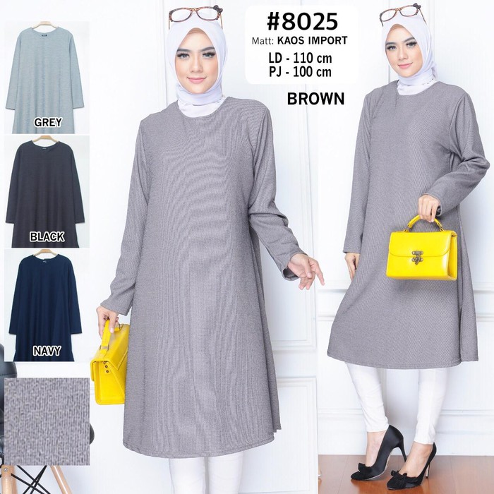 Baju muslim original tunik kaos import / Baju muslim tunik wanita new - Cokelat Murah