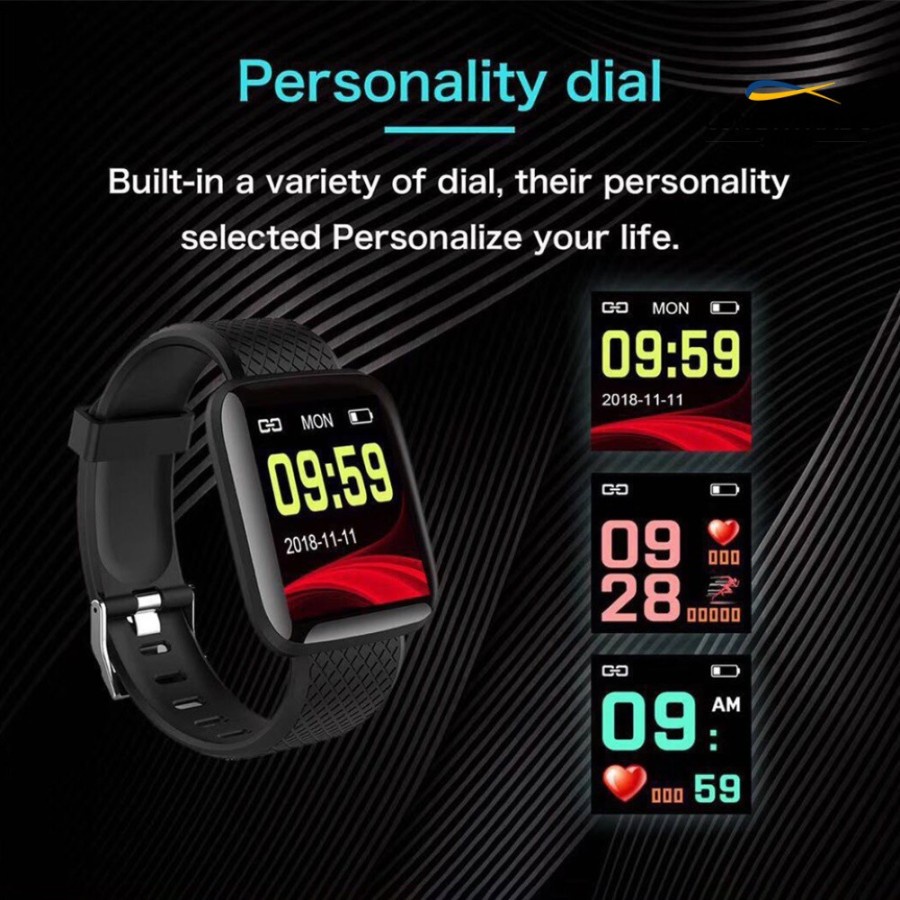 AOKEYO 116 Plus Smartwatch Bluetooth Smartband Fitness Tracker Colour Display HeartRate Waterproof Jam Tangan Pria Wanita Digital-1