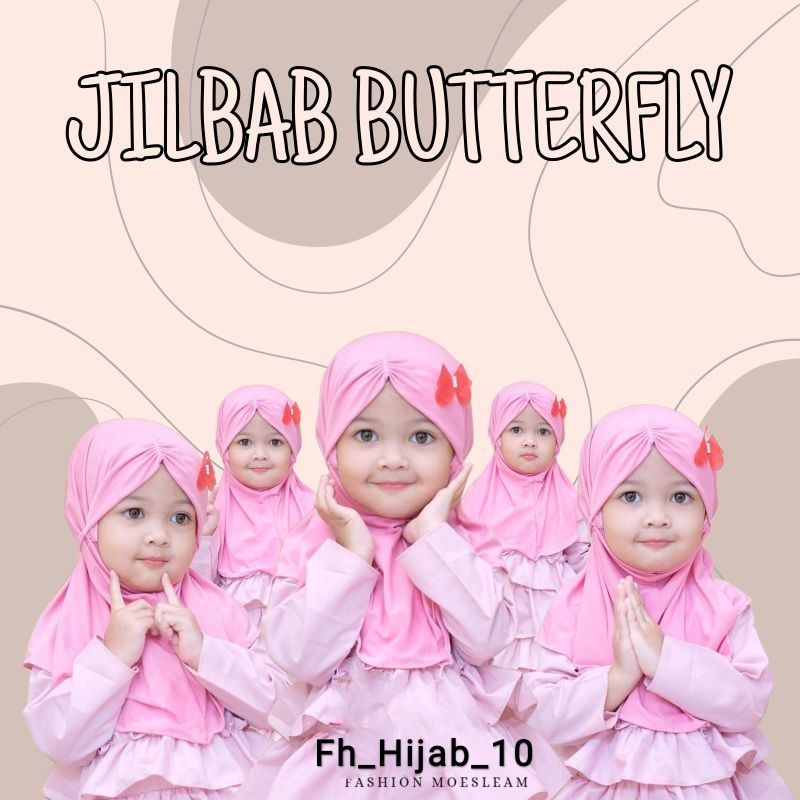 Jilbab Butterfly Anak Instan 0-3 Tahun Jersey Ballon Premium |Hijab Bayi Tk Lucu |Kerudung Sekolah Baby Sd Perempuan Newborn