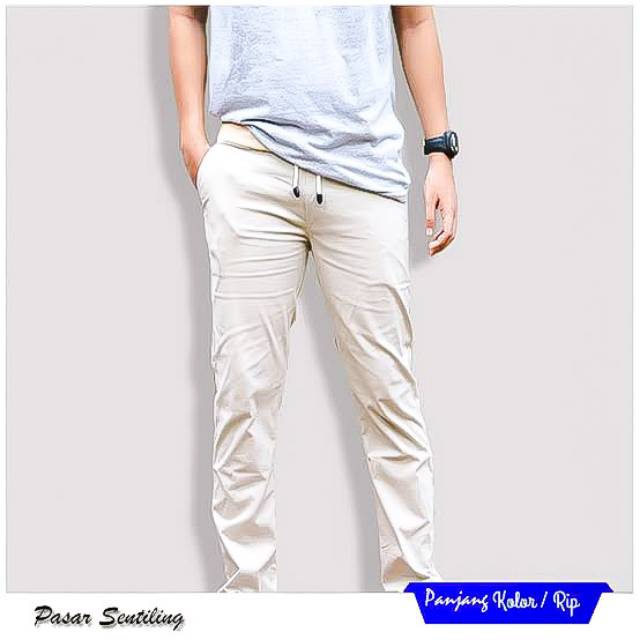 Celana Chino Panjang Pria Rip Pinggang Karet Murah