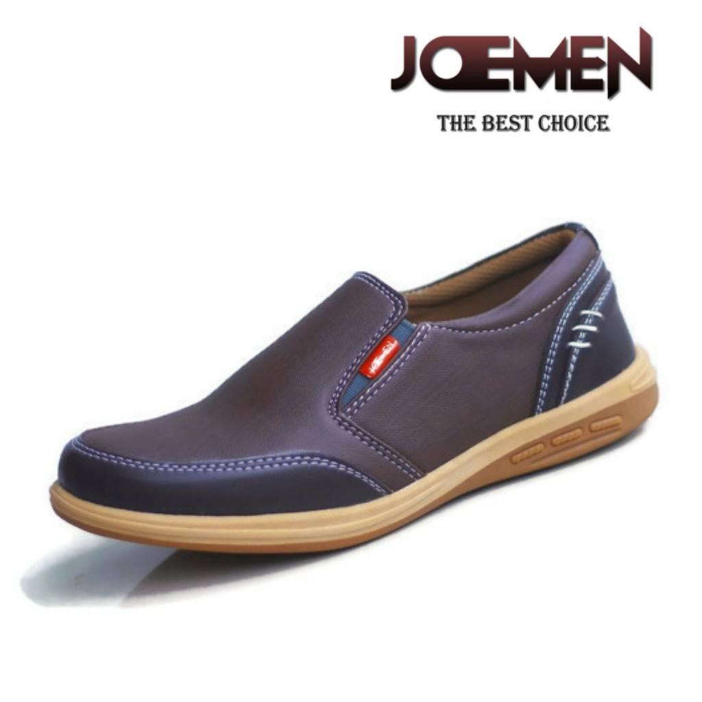 Sepatu Kulit Pria ORIGINAL Joemen J 28 Fashion Pria Sepatu Kerja Sepatu Casual Import-COKLAT TUA
