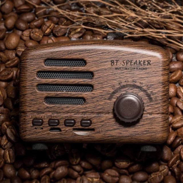 SPEAKER VINTAGE RETRO BLUETOOTH WIRELESS PORTABLE MINI, Model Radio Wooden Portable, BT-01 FREE CARD