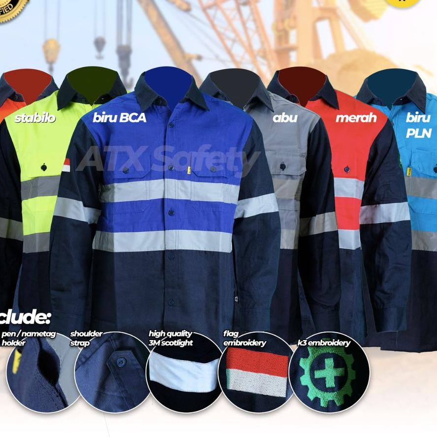 ➵ Wearpack Safety Baju Kerja Lengan Panjang Kombinasi Merk ATX ✺