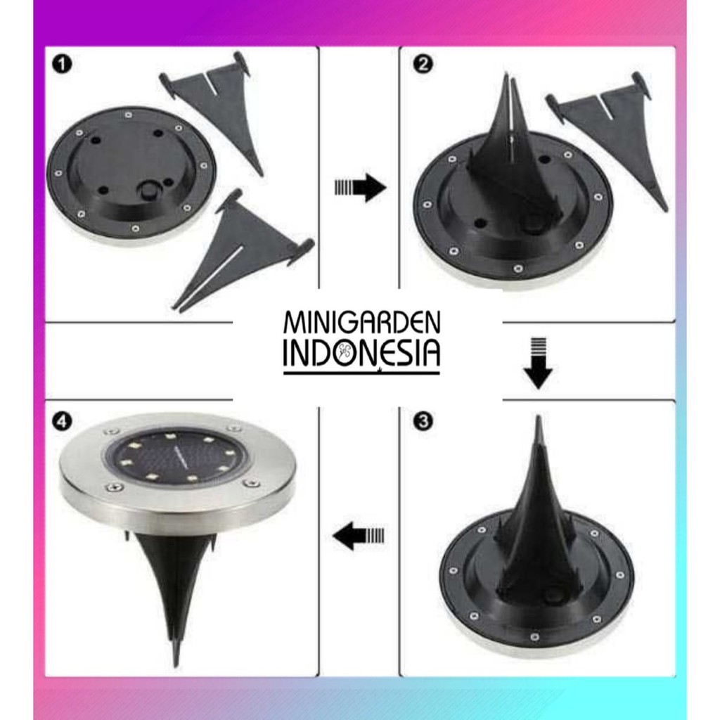 LAMPU TAMAN TANCAP 8 LED Solar Cell Garden Lamp Tenaga Surya emergency Outdoor Waterproof dekorasi