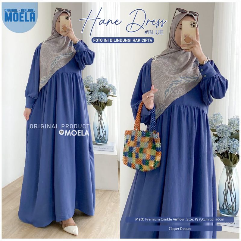 Aura Hane Dress Gamis Jumbo Polos Allsize Busui Premium Crinkle Airflow Original Ori Moela Berlabel-5