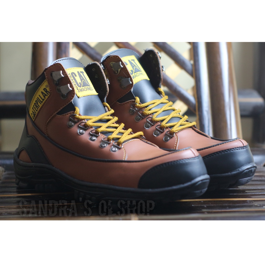 Sepatu Caterpillar Pria Pendek Original Safety  work Hitam / Coklat / Tan