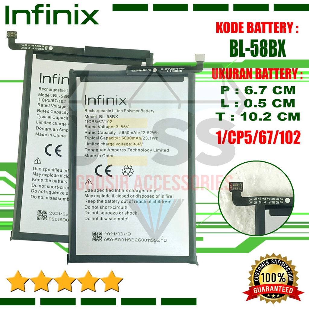 Baterai Battery Original Infinix Hot 11 PLAY - X688 - X688B Kode Batre BL-58BX BL58BX