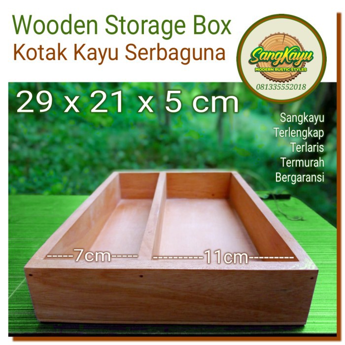 Kotak kayu serbaguna 2 29x21x5 cm Kotak Tempat penyimpanan nampan tray