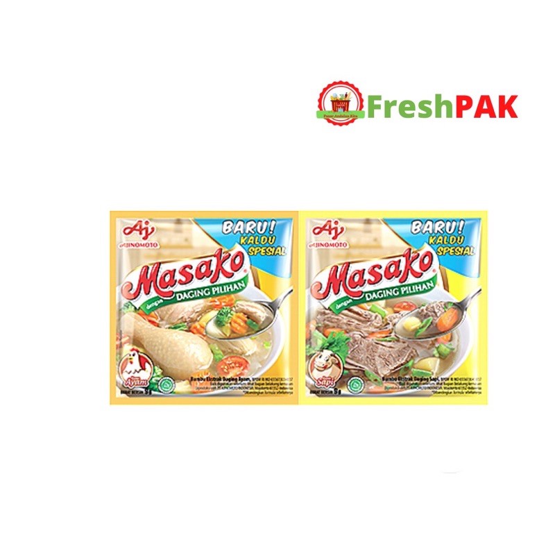 

FreshPAK - Masako Penyedap Rasa Ayam &Sapi / 11gr x 12sachet / 1 renceng