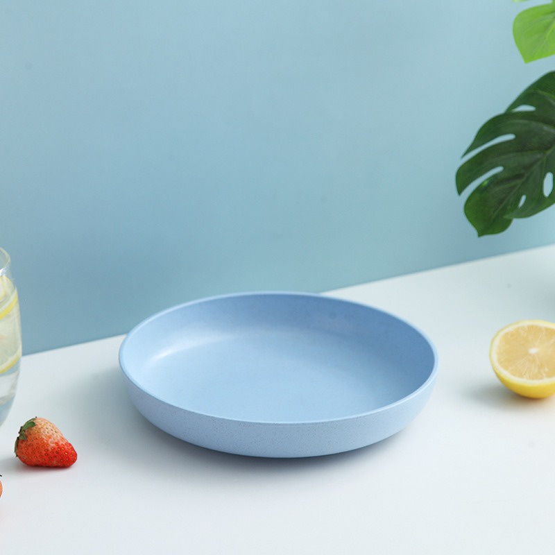 SGJ-S158 Piring Makan Piring Nasi Bulat Jerami Wheatstraw Round Plate BPA free Warna Warni-Biru