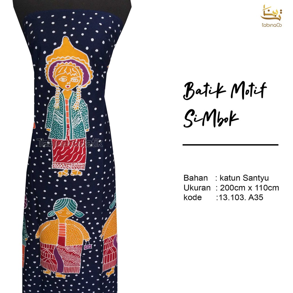 kain batik motif simbok kecil dasaran navy polkadot