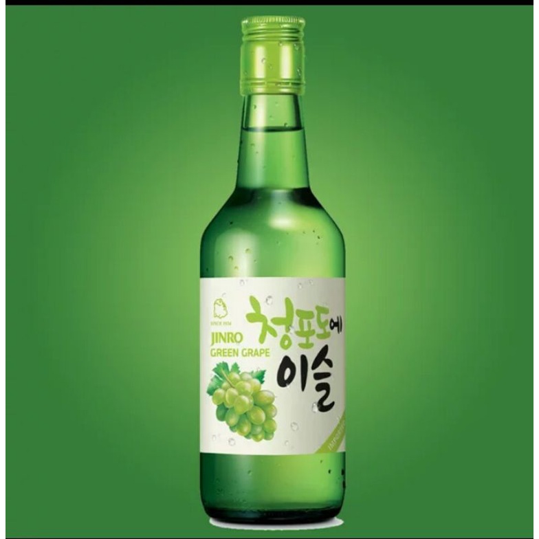 Soju Jinro Greengrape anggur  360ml botol Chamisul Jinro Chamisul Anggur Soju import 360ml Soju Korea jinro Anggur