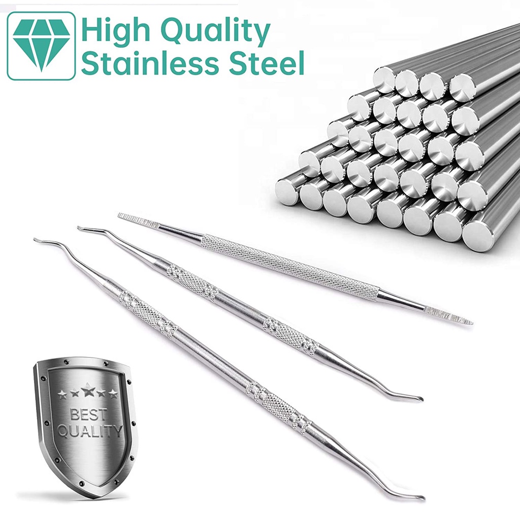 3pcs / set Alat Pengangkat Kutikula Kuku Kaki Bahan Stainless Steel