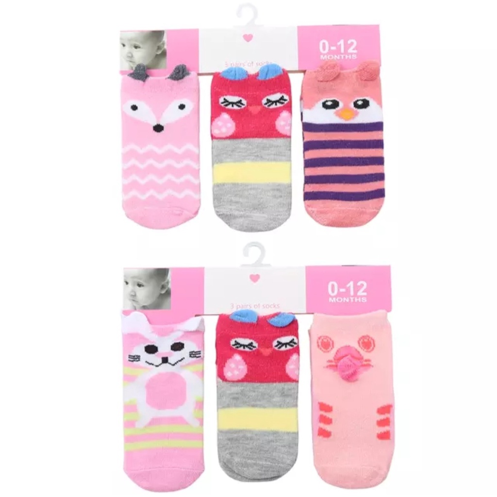 (  3 pasang ) kaos kaki anak bayi lucu 3D 0-6bln / kaos kaki anak bayi motif kuping (cute)