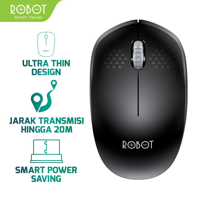 WIRELESS OPTICAL MOUSE ROBOT M210 USB ORIGINAL GARANSI RESMI 1 TAHUN