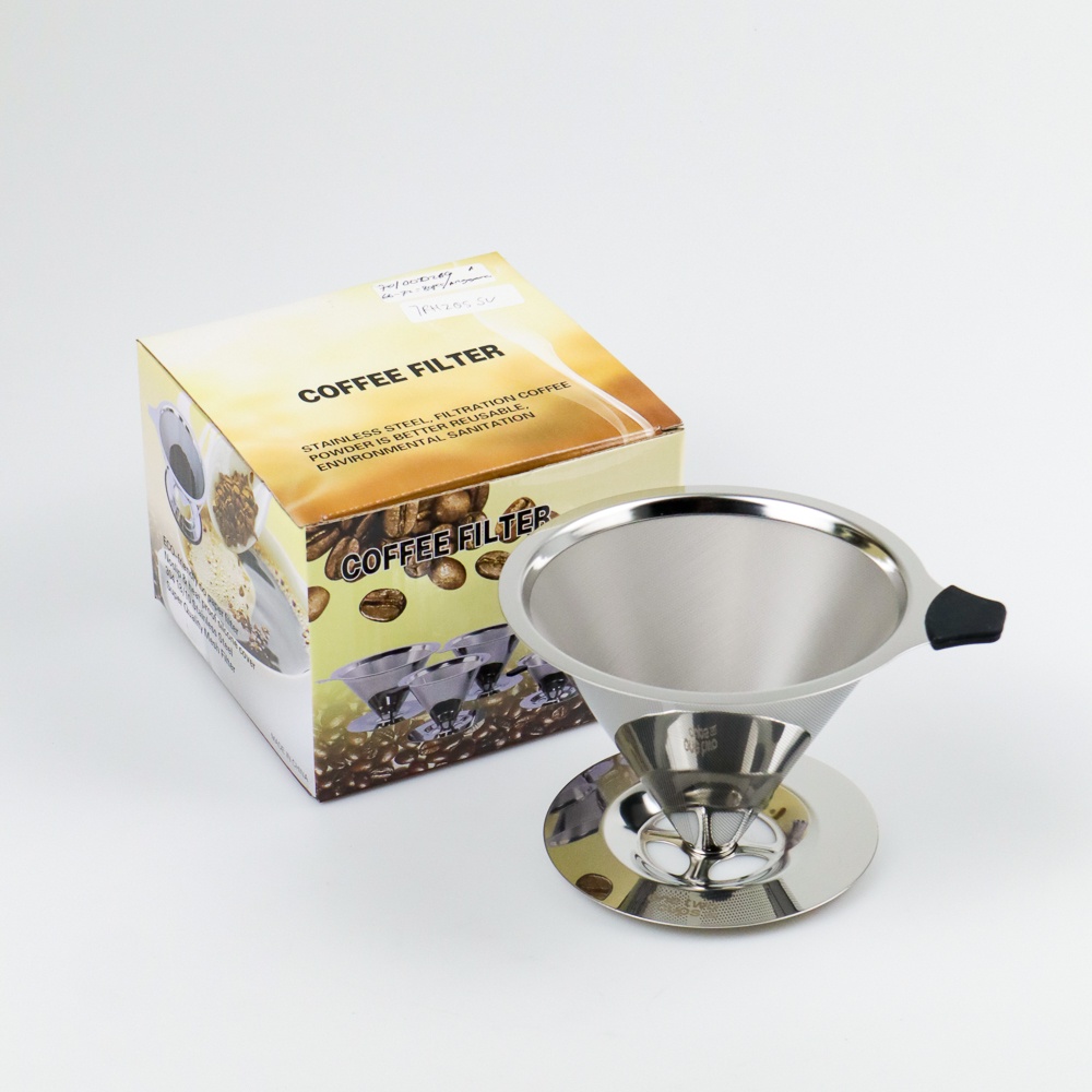 Filter Penyaring Kopi Double Layer Cone Coffee Filter Dripper - V60 - Silver