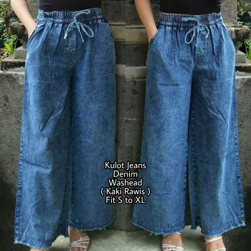 Kulot Jeans Washed Denim / Jeans Wanita / Jeans Cewek / Kulot Jeans / Jeans Kulot / Jeans Denim / Celana Kulot wanita