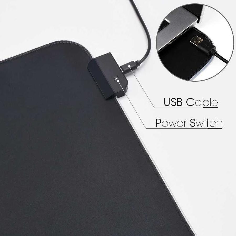 Paling Disukai.. ISKU Mouse Pad Gaming LED RGB XL/Desk Mat Anti Slip high precision ukuran besar/Ala