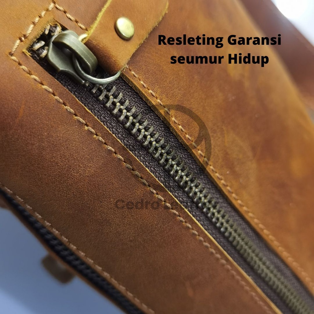 Cedro Leather Tas Pria kulit Asli waistbag hazelnut premium collection