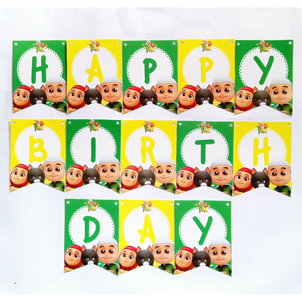 banner flag bunting flag garland flag ulang tahun happy birthday karakter nusa rara nussa & rara
