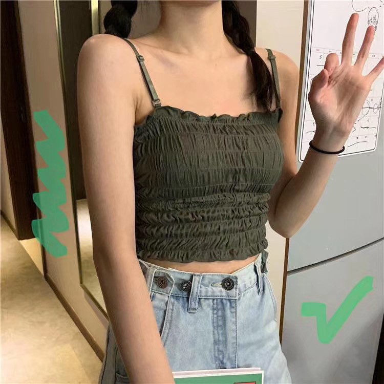 Ladies Tank Top Crop Top Bra Korean Style Bahan Katun Import Tali Lepas Pasang 2007-8