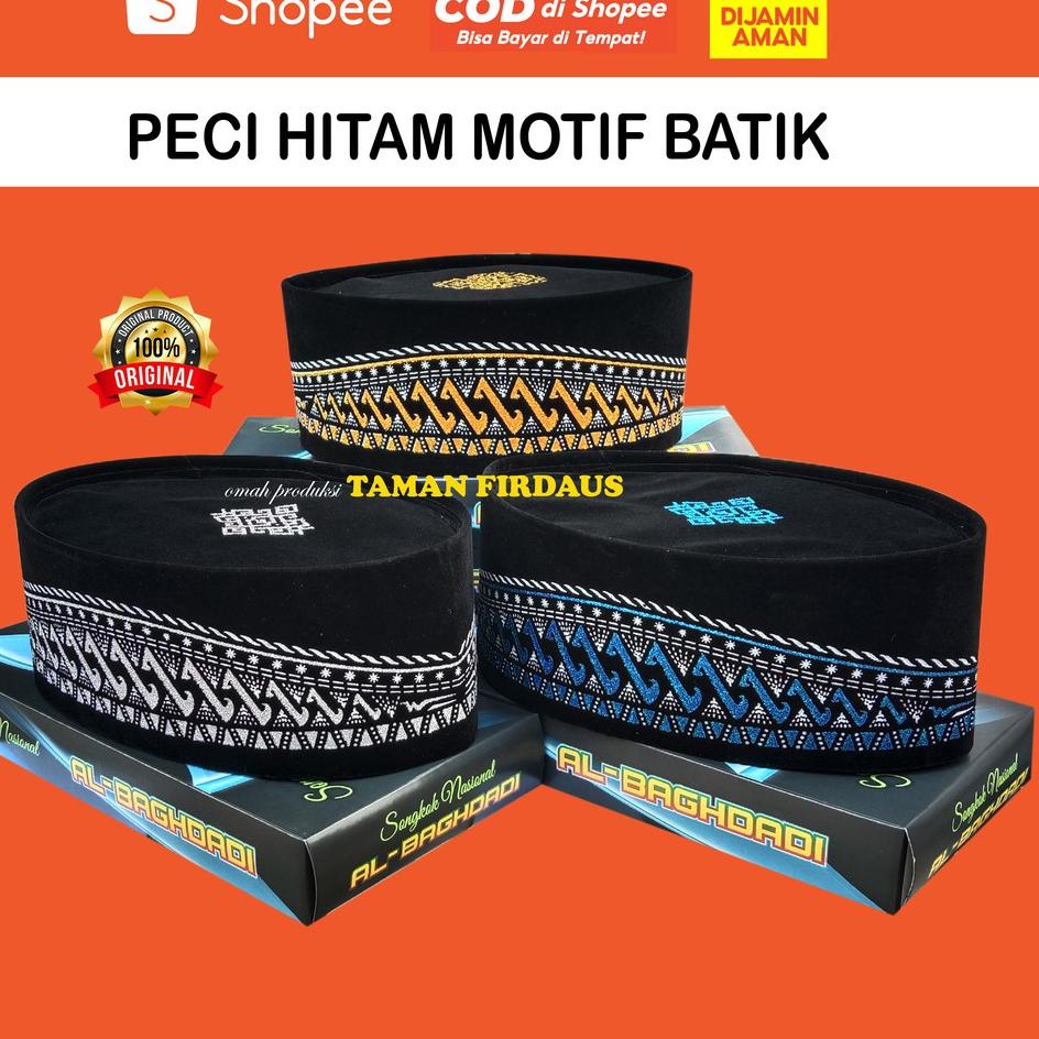{NIO.02Jl22ˣ} Peci Anak Dan Dewasa Peci Hitam Motif Batik Peci Hitam Motif Peci Hitam Songkok Hitam 