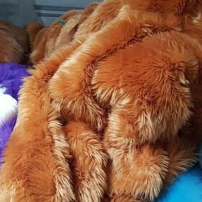 SAJADAH ANAK UK 50x90cm BULU RASFUR TEBAL BUSA 3CM-Mocca Terang