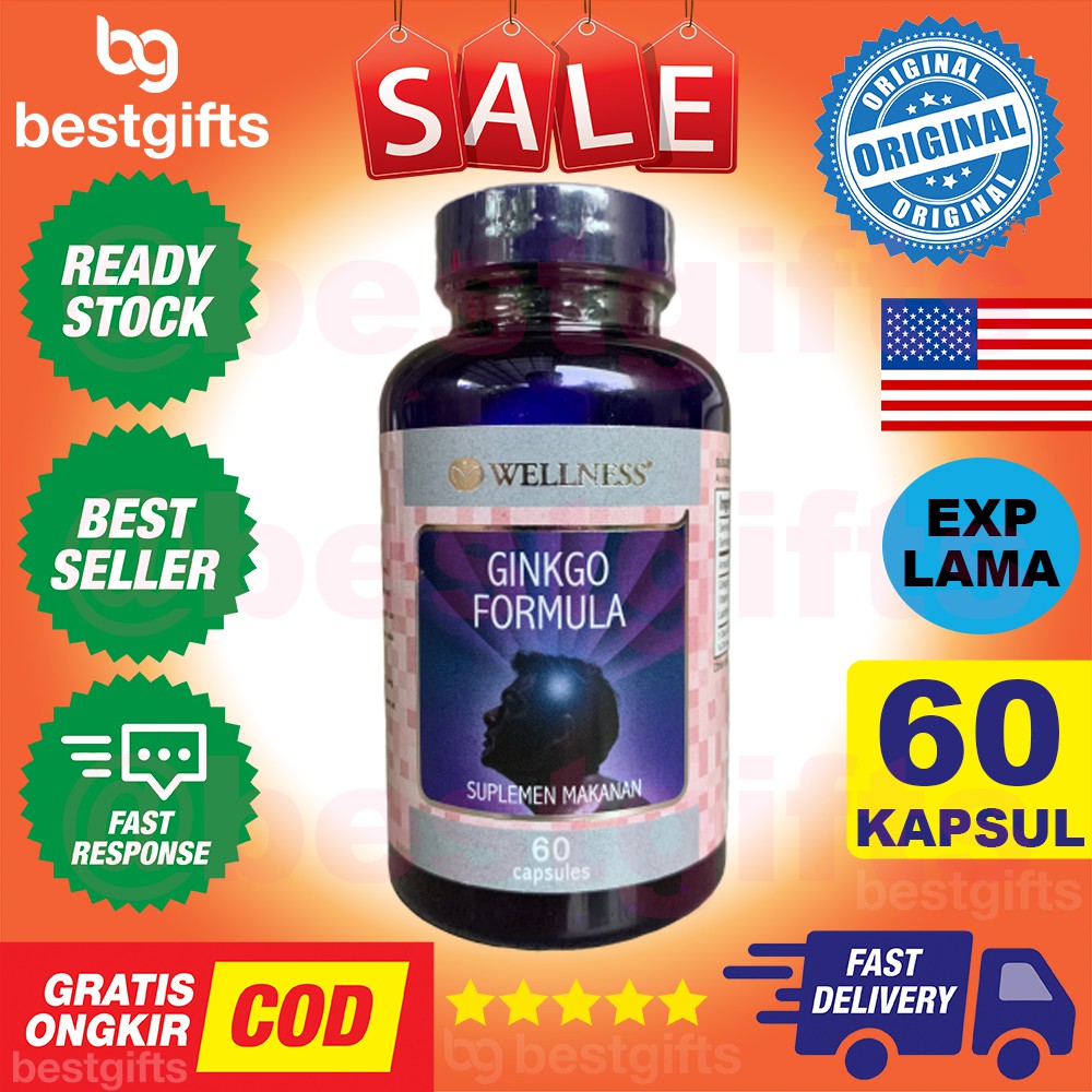 WELLNESS GINKGO GINKO GINGKO GINGO BILOBA FORMULA VITAMIN DAYA INGAT SARAF OTAK VERTIGO 60 KAPSUL