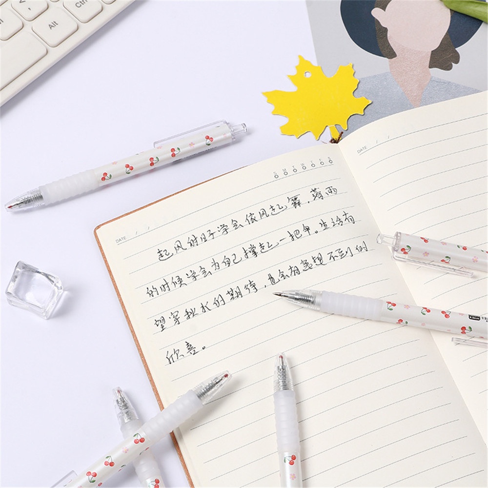 【COD Tangding】3pcs/set Creative Fruit Neutral Pressure Pen Student Stationery Cherry Pen Office Supplies Signature Pen