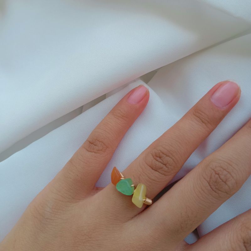 •Gemini Edition• Wire Ring Stone Adjustable/ Cincin Batu Alam/ Cincin Gemstone/ Cincin / Wire Rings / Fashion Wanita/ Aksesoris