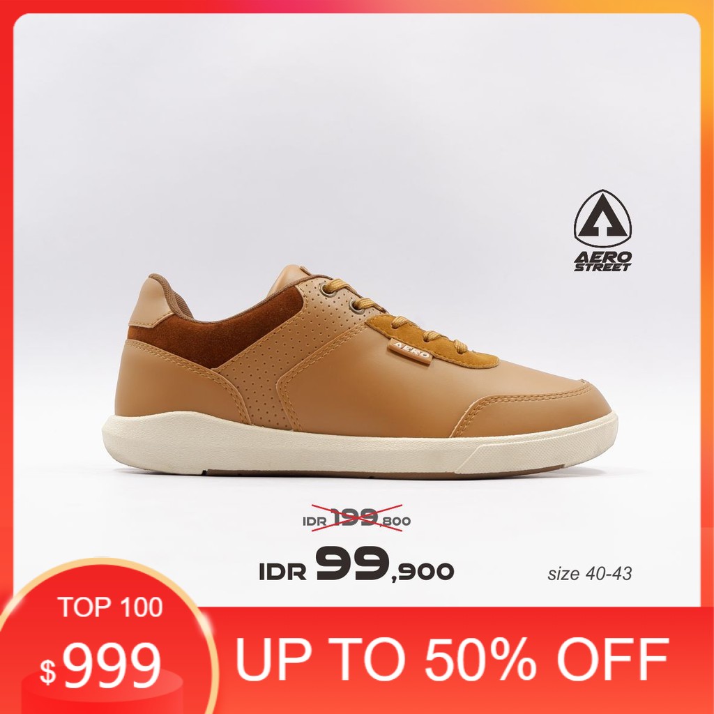 Aerostreet 40-43 Arthur Coklat Muda - Sepatu Sneakers Casual Sport Sekolah Pria Wanita Aero Street