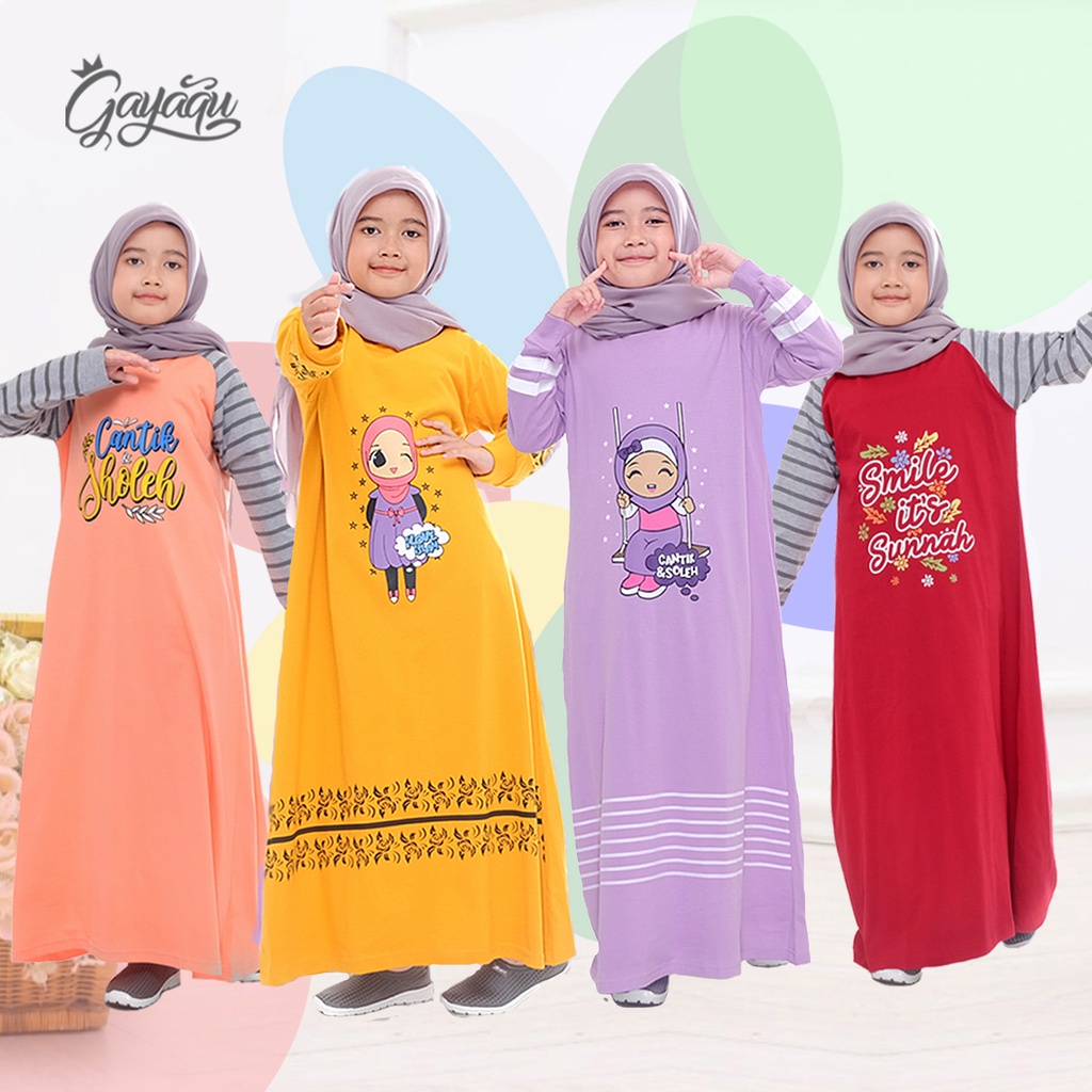 Gayaqu Baju gamis muslim anak perempuan umur 3-12 tahun