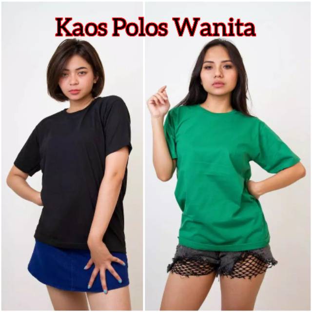 Kaos  Polos  Lengan Pendek Wanita Kantun Combed 24s Tebal 