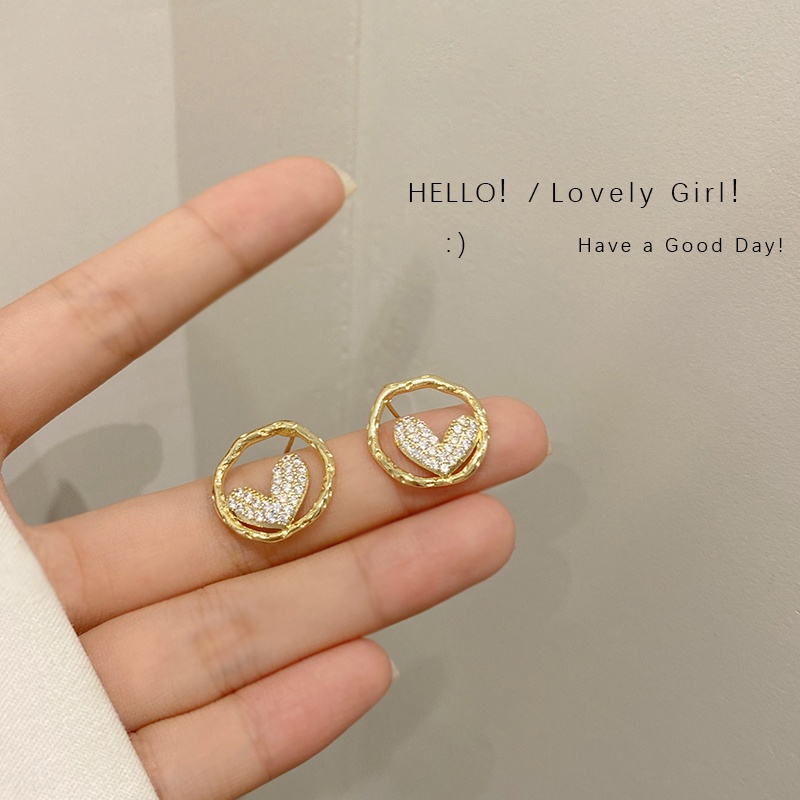 Heart Shape Shine S925 Silver Plated Earring Ear Studs