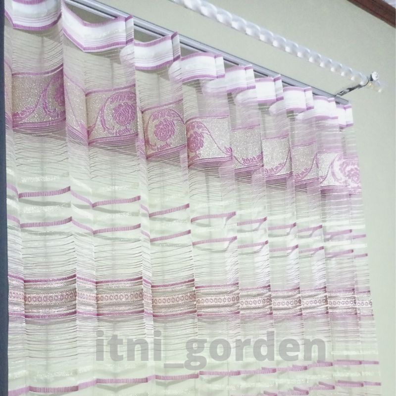 ITNI Vitrase Gorden Import Transparan Motif Bordir Untuk Daleman Gorden / Puring Gorden T150cm T200cm T250cm L100cm L200cm