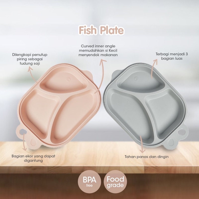 Babycare fish plate/Piring makan bayi