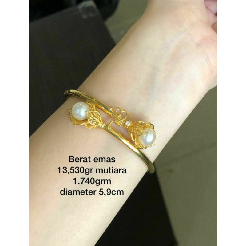 Gelang emas 22 karat mutiara air laut lombok asli