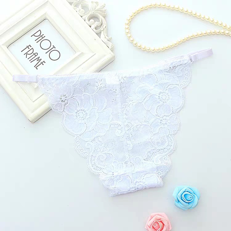 Celana Dalam Wanita Celana pola bunga Transparan thong C078-Putih