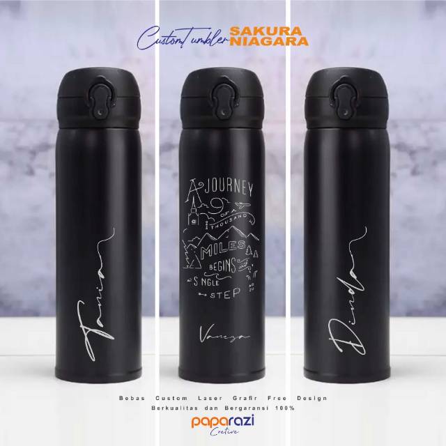 READY!!!  TERMURAH BERKUALITAS TUMBLER CUSTOM PREMIUM Sakura / Niagara Laser Grafir Nama, Logo