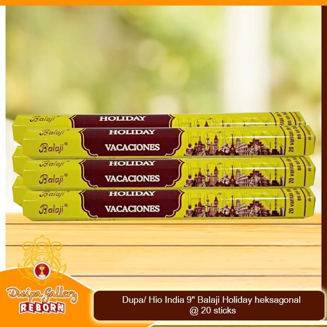 Dupa/Hio India 9&quot; Balaji Holiday heksagonal @ 20 sticks (6 pcs/box)