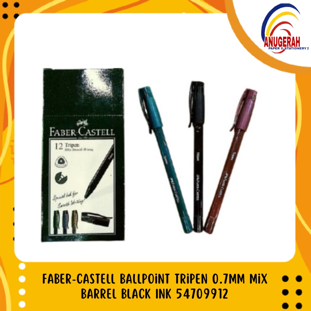 

Faber-Castell Ballpoint Tripen 0.7mm Mix Barrel Black Ink 54709912 (PCS)