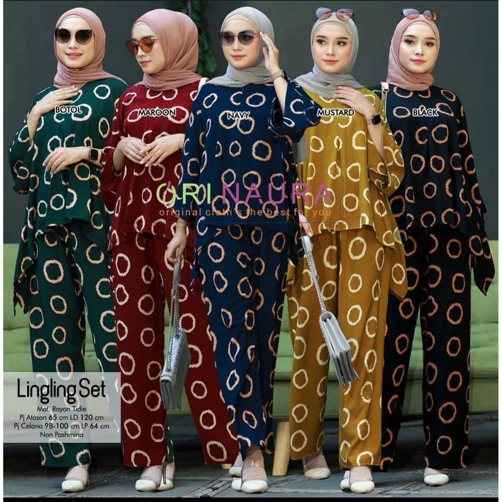 Baju Wanita One set Lingling Batwing Baju Tidur Waka Waka Jumbo Setelan Celana Kulot Big Size Fashion Pakaian Batik Wanita Terbaru