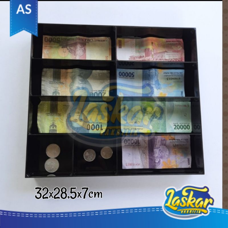 Acrylic tempat uang/Laci penyimpanan uang/Laci kasir