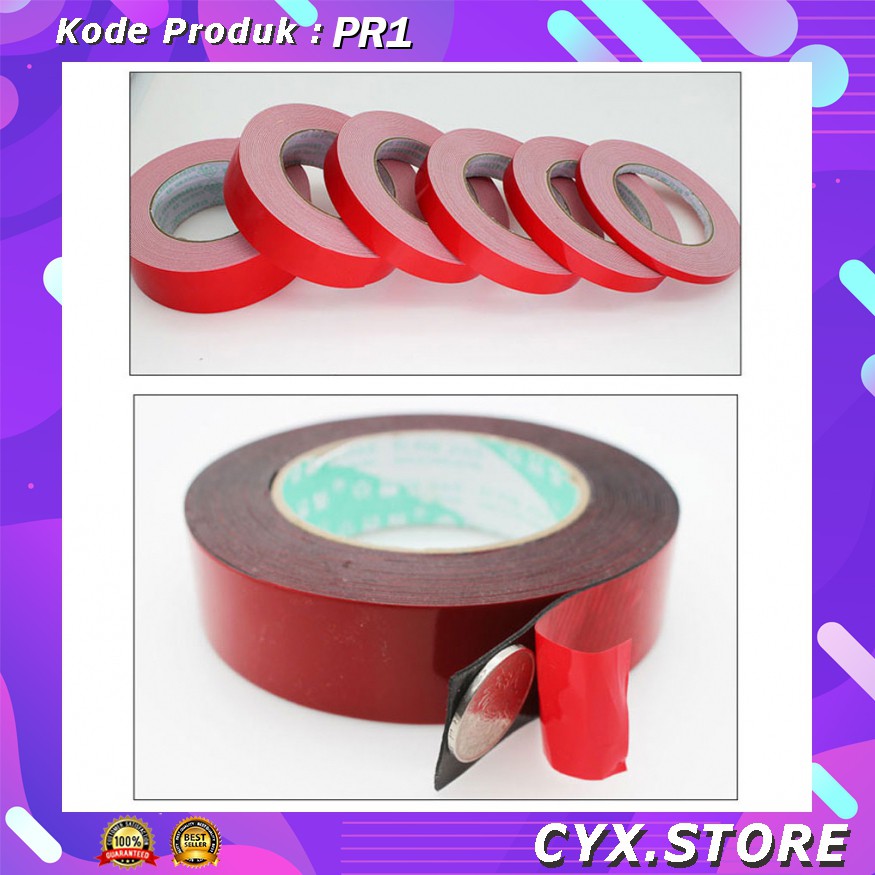 

PR1 NIKTO Tape Lakban Double Tape 3M Foam Serba Guna Size 10m x 20mm - Red