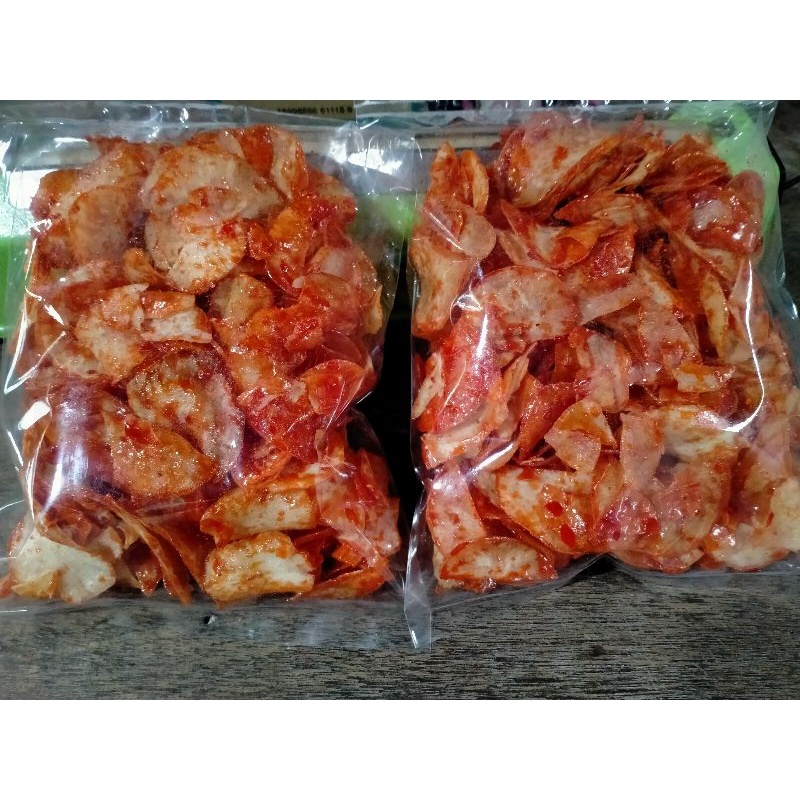 

keripik singkong sambal balado pedes nampol