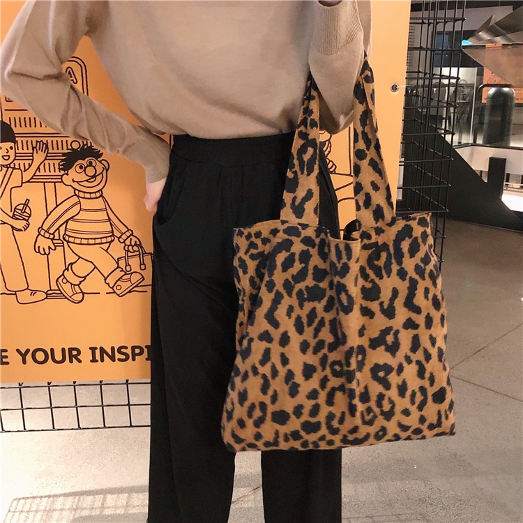 TC-136 tas bahu canvas motif loreng macan leopard import korea jepang