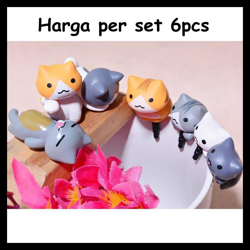 BAYAR DITEMPAT HARGA 6 PCS - DUST PLUG PLUGGY CUTE CATS 3.5mm Anti dust Dirt-resistant Earphone -