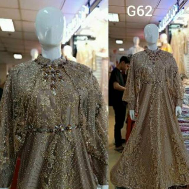 Gamis pesta bridal kombinasi tile/gaun pesta muslim/dress lamaran